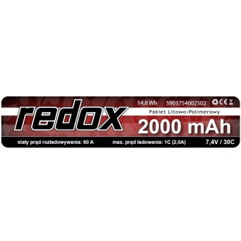 Redox ASG 2000 mAh 7,4 V 30 C DEAN (integriert) - LiPo-Pack