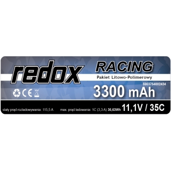 Redox 3300mAh 11.1V 35C XT-60 Racing Hardcase - LiPo Pack