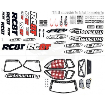 Arkusz naklejek do modelu RC8T - Team Associated [#89382]