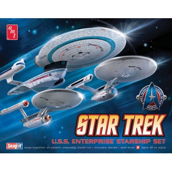 Model plastikowy AMT - Zestaw 3-w-1 Star Trek Enterprise (NCC1701,1701A,1701B)