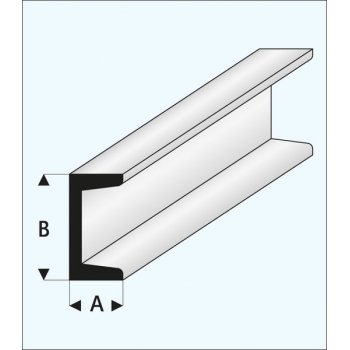 T-Profil – Kunststoff-Kanalprofil 1,0 x 2,0 x 1000 mm – MAQUETT