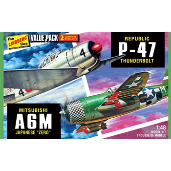 Model plastikowy - Zestaw 2 Samolotów WWII Afversaries - P-47 Thunderbolt & Japanese Zero - Lindberg