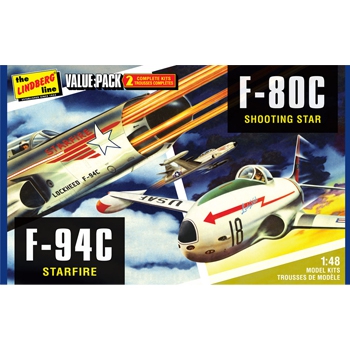 Plastikmodellbausatz - Set mit 2 US-Koreakriegsjägern - F-80c Shooting Star & F-94c Starfire - Lindberg