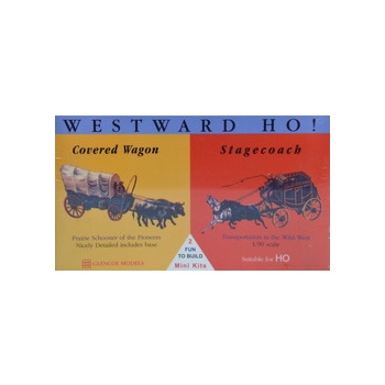 Plastikmodell - Westward Ho! Planwagen / Postkutsche - Glencoe Models (2 Stück)