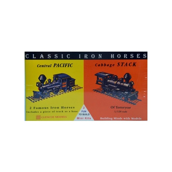 Kunststoffmodell - Klassische Iron Horses-Lokomotiven - Central Pacific / Cabbage Stack - Glencoe Models (2 Stück)