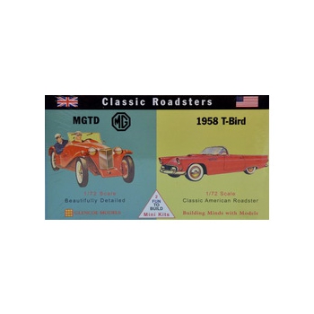Plastikmodell - Cars Classic Roadsters - MG-TD / 1958 T-Bird - Glencoe Models (2 Stück)