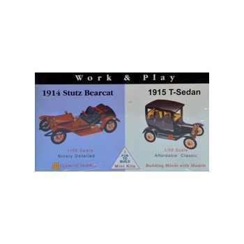 Plastikmodell - Work & Play Cars - 1915 Ford T-Sedan / 1914 Stutz Bearcat - Glencoe Models