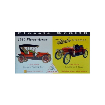 Plastikmodell - Classic Wealth Cars - 1910 Pierce Arrow / 1909 Stanley Steamer - Glencoe Models (2 Stück)