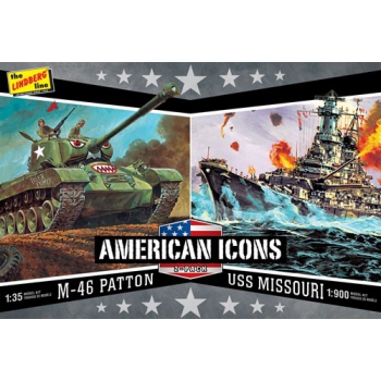 Plastikmodelle - WWII Adversaries (M-46 Patton Tank & U.S.S. Missouri) 2 Stück - Lindberg