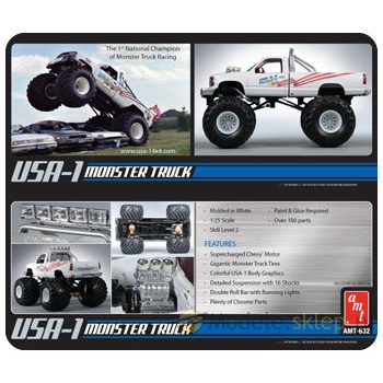 Model plastikowy AMT - USA-1 4x4 Monster Truck 1:25 - produkt wycofany