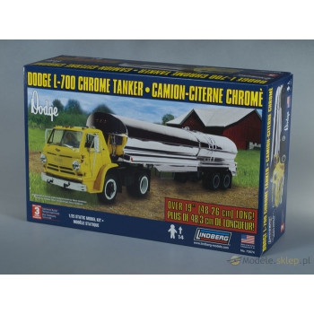 Model plastikowy Lindberg - Ciągnik siodłowy Dodge L-700 + Naczepa cysterna (Chrom)